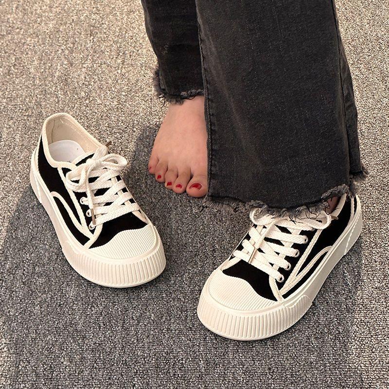Popular platform canvas shoes spring and autumn ins tide 2025 new niche versatile casual student white shoes women's shoes