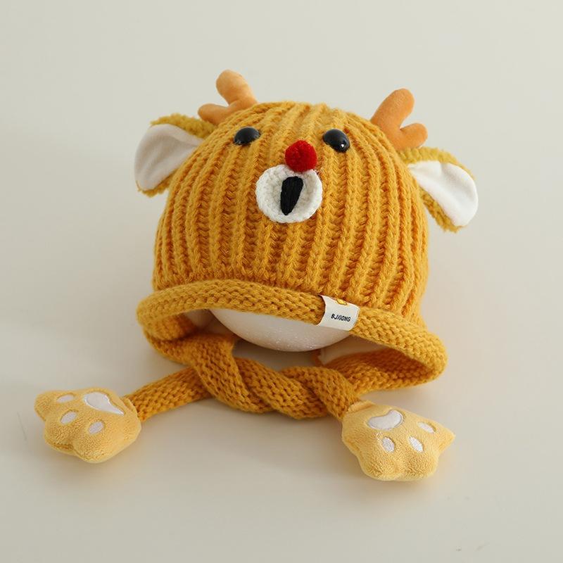 Herbst- und Winter Jungen und Mädchen niedliche Geweih gestrickte Woll-Ohrenmützen Kinderhüte Baby verdickt warm Babyhüte