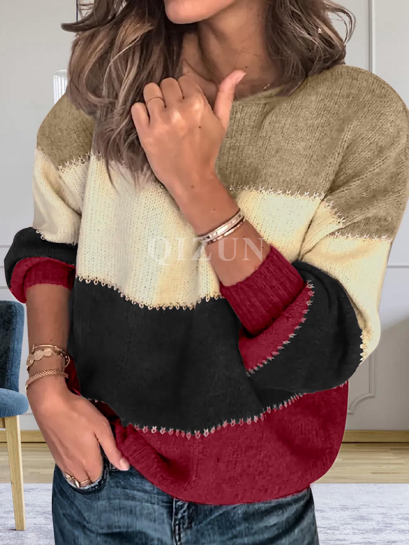 

Женский свитер свободной вязки с длинными рукавами, осенне-зимний, с круглым вырезом L розы красного