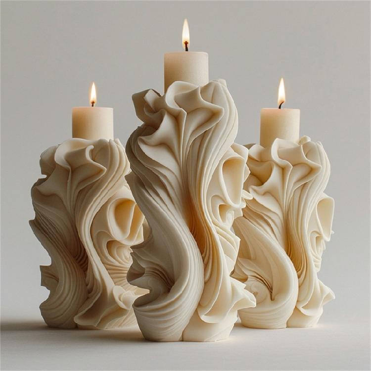 Waved Pillar Silicone Molds Plasters Molds Spirals Flower Shape Candle Molds Ornament Epoxy Resin Molds Casting Molds