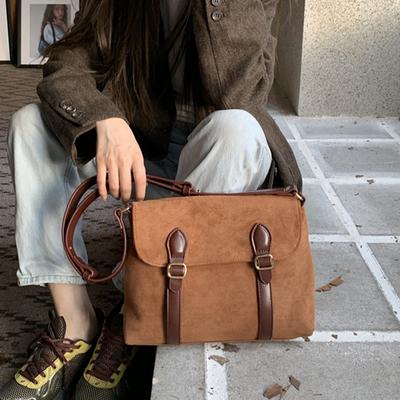 Neue Koreanische Ins Postman Bag für Damen Wildleder Retro Matt Ein-Schulter Umhängetasche