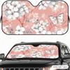 Pink Blossoms and Butterflies Sun Visor Car Windshield Sunshade UV Protection Reflective Foldable Heat Insulation Cover