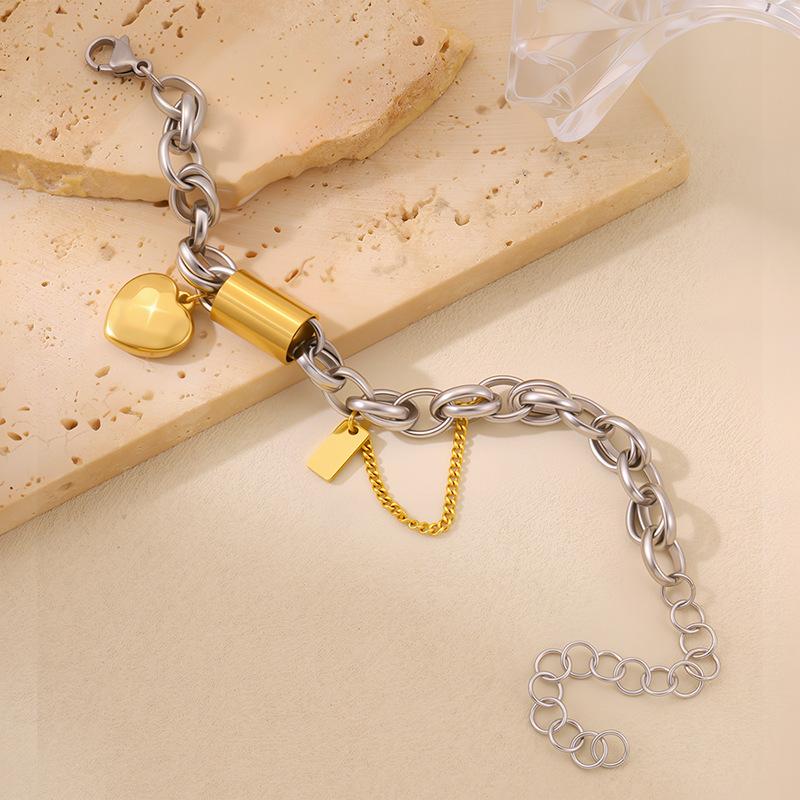 New Cuban Chain Love Bracelet Light Luxury High End Bracelet Jian Jin Love Belt Chain Titanium Steel Does Not Fade Bracelet