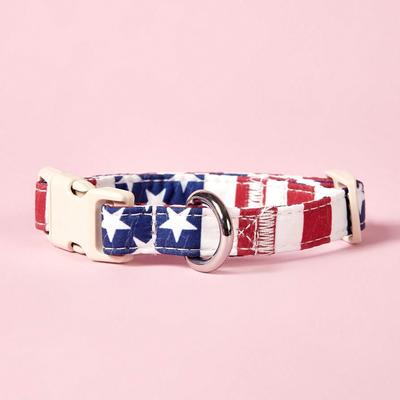 1pc Independence Day Dog Collar - Soft & Comfortable Nylon Adjustable Collar with Stripe & Star Pattern, American Flag Design