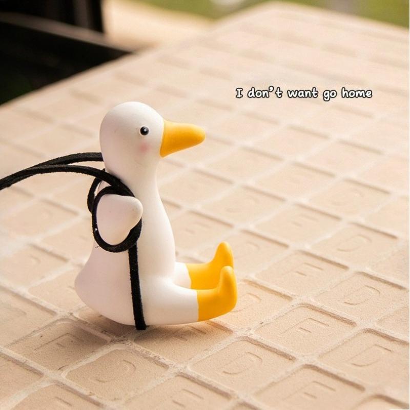Gypsum Cute Anime Car Accessory Swing Duck Pendant Auto Rearview Mirror Ornaments Birthday Gift Couple Accessories