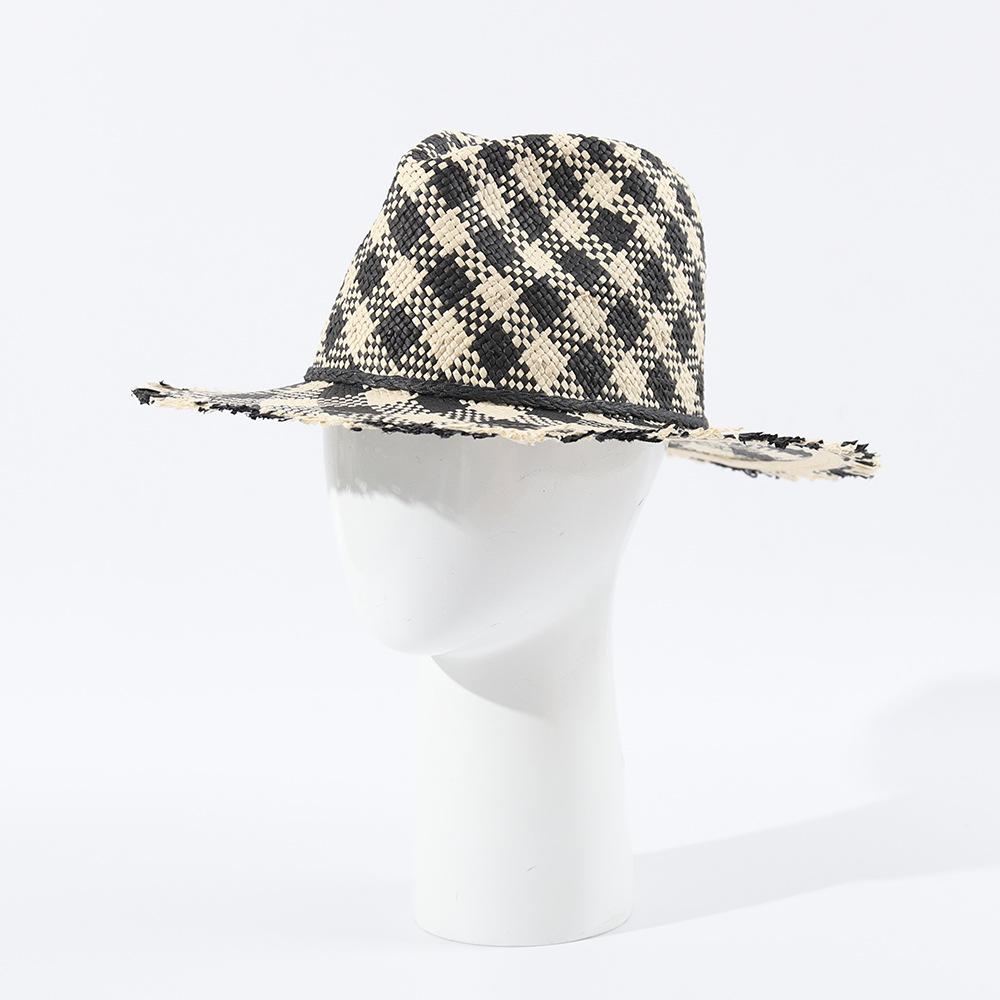 Spring Summer Fashion Striped Fedora for Women, Elegant Foldable Straw Sun Hat, Beach Vacation Accessory
