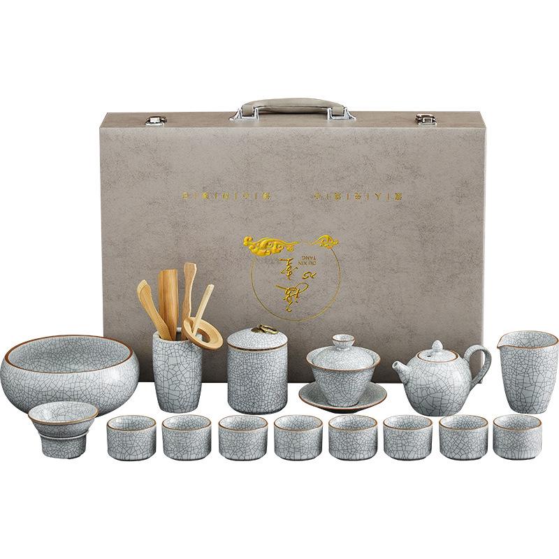 Luxury Ru Porcelain Tea Set - Elegant Kung Fu Cup & Teapot Set