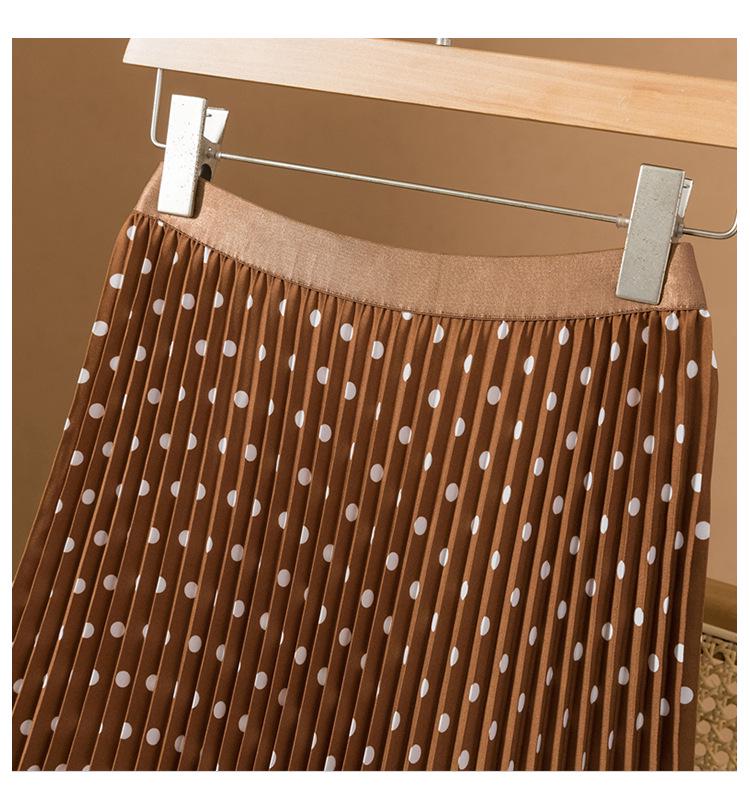 2025 Plus Size Korean Polka Dot High-Waist Casual A-line Long Skirt