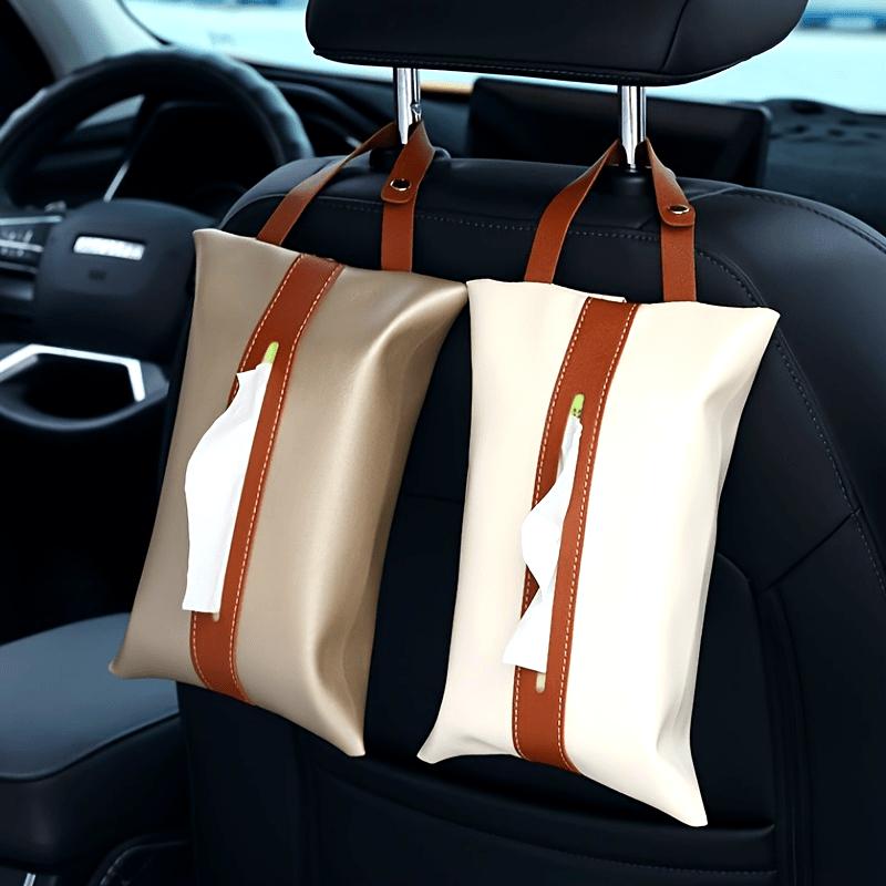 Multi-Functional Car Tissue Box Holder - Stylish Faux Leather, Easy Hang, Fits Interior & Home Decor
