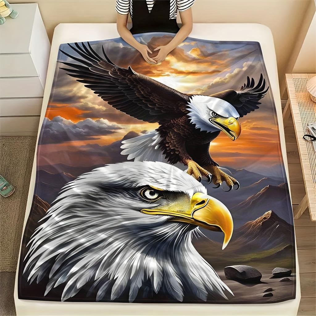 Eagle-Inspired Throw Blanket - Vibrant Digital Print, Ultra-Soft & Warm, Perfect for Bed, Sofa, or Travel, Ideal Gift for Birthd