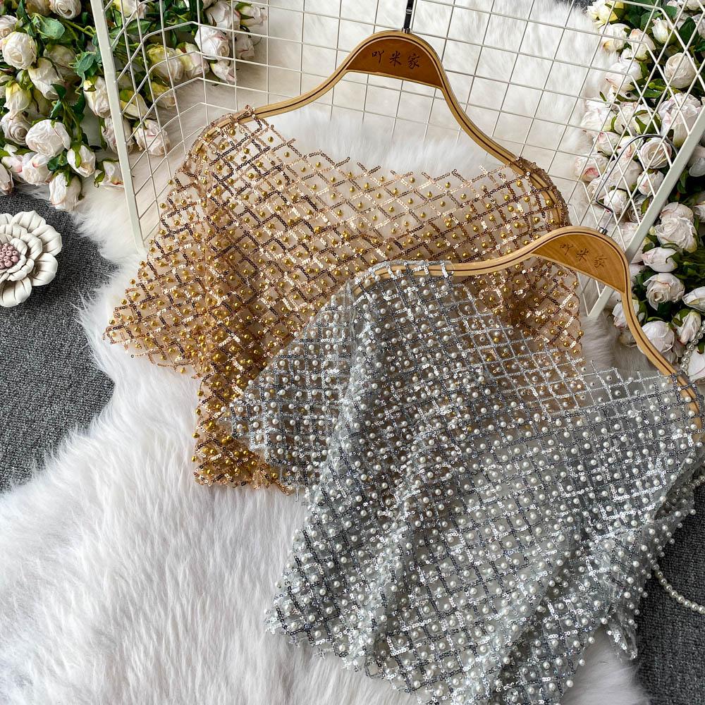 Chic Vintage Hollow Out Sequin Backless Elegant Fashion Sexy Shirt High Street T Shirt Summer Women Blouse Women