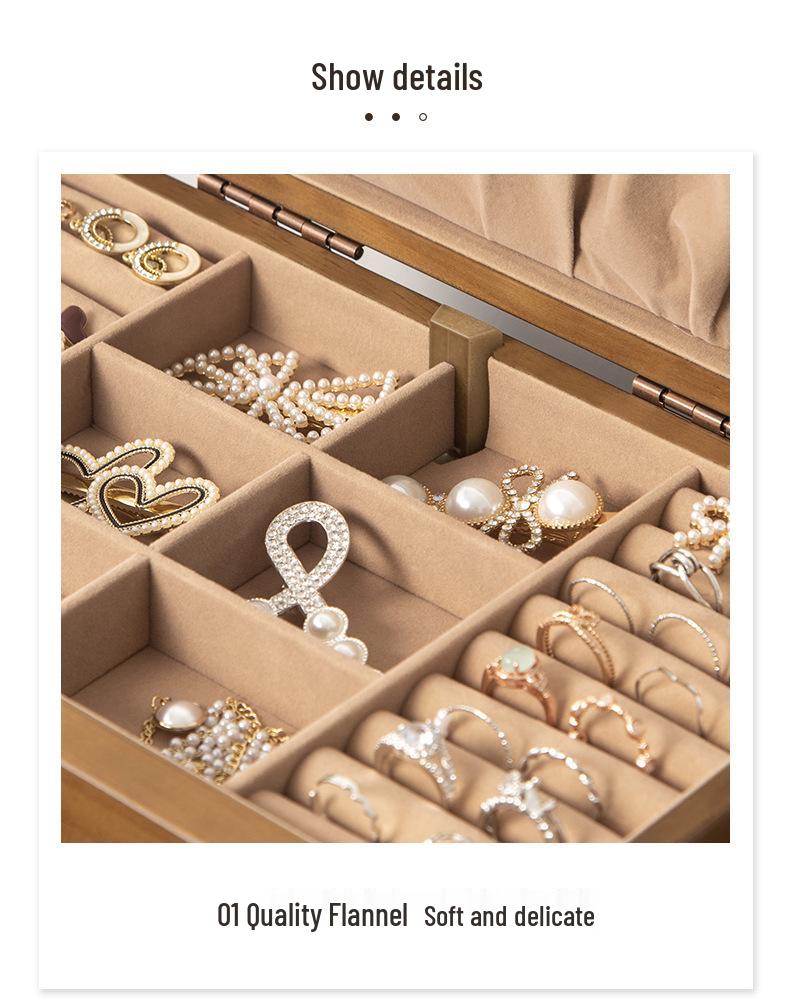 High-End Vintage Solid Wood Multi-layer Jewelry Box with Lock - Large Capacity for Necklace & Ring Storage