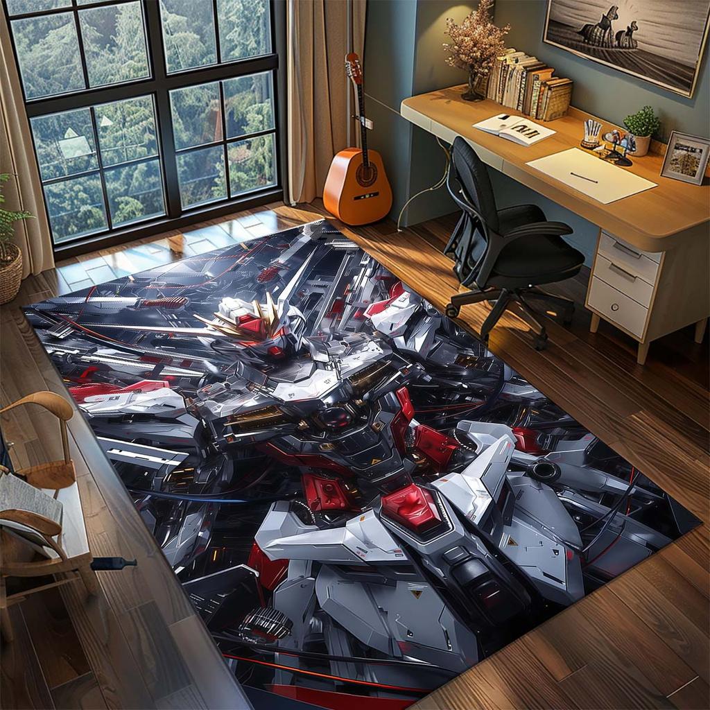 Gundam Anime Mecha Robot Rug Carpet Large Area Rug Non Slip Washable Floor Mat Gamer Room Bedroom Home Decor