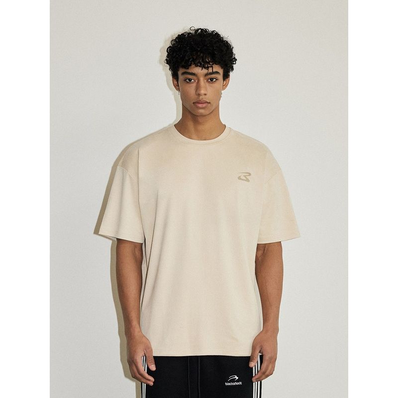 Black of Exit Country Fashion Brand Printing Suede Loose Short Sleeve Men's and Women's American High Street Half Sleeve T-shirt Couple