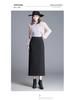 Women's High-Waisted Tweed Midi Skirt - Winter 2025 Slim Fit with Back Slit