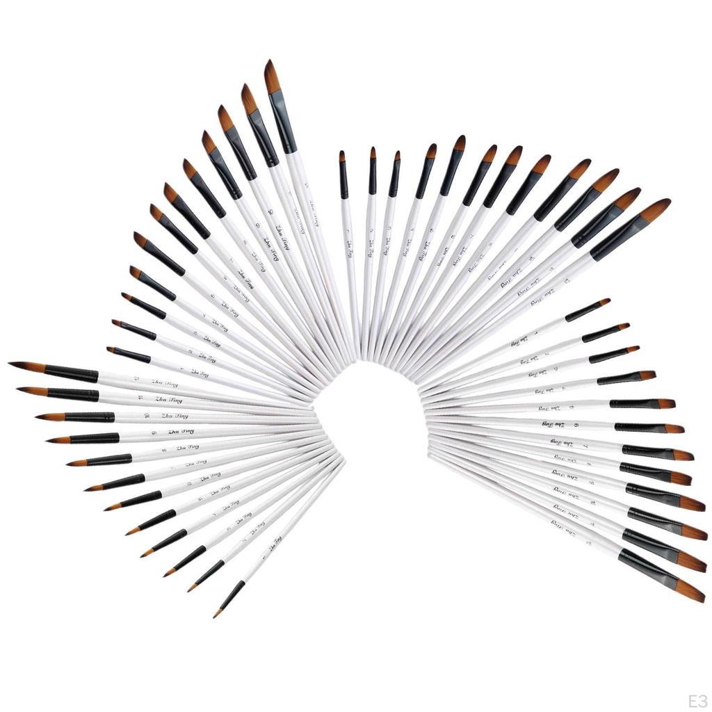 1 Mixed Set - Nylon Hair Handle Brush for Acrylic Beginners Art Supplies