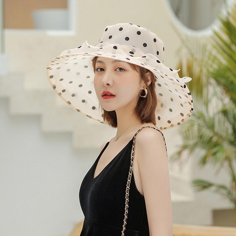 New Ladies Elegant Flower Church Hats Summer Large Wide Brim Fedora Hat For Women Organza Hat Beach Sun Kentucky Derby Hat