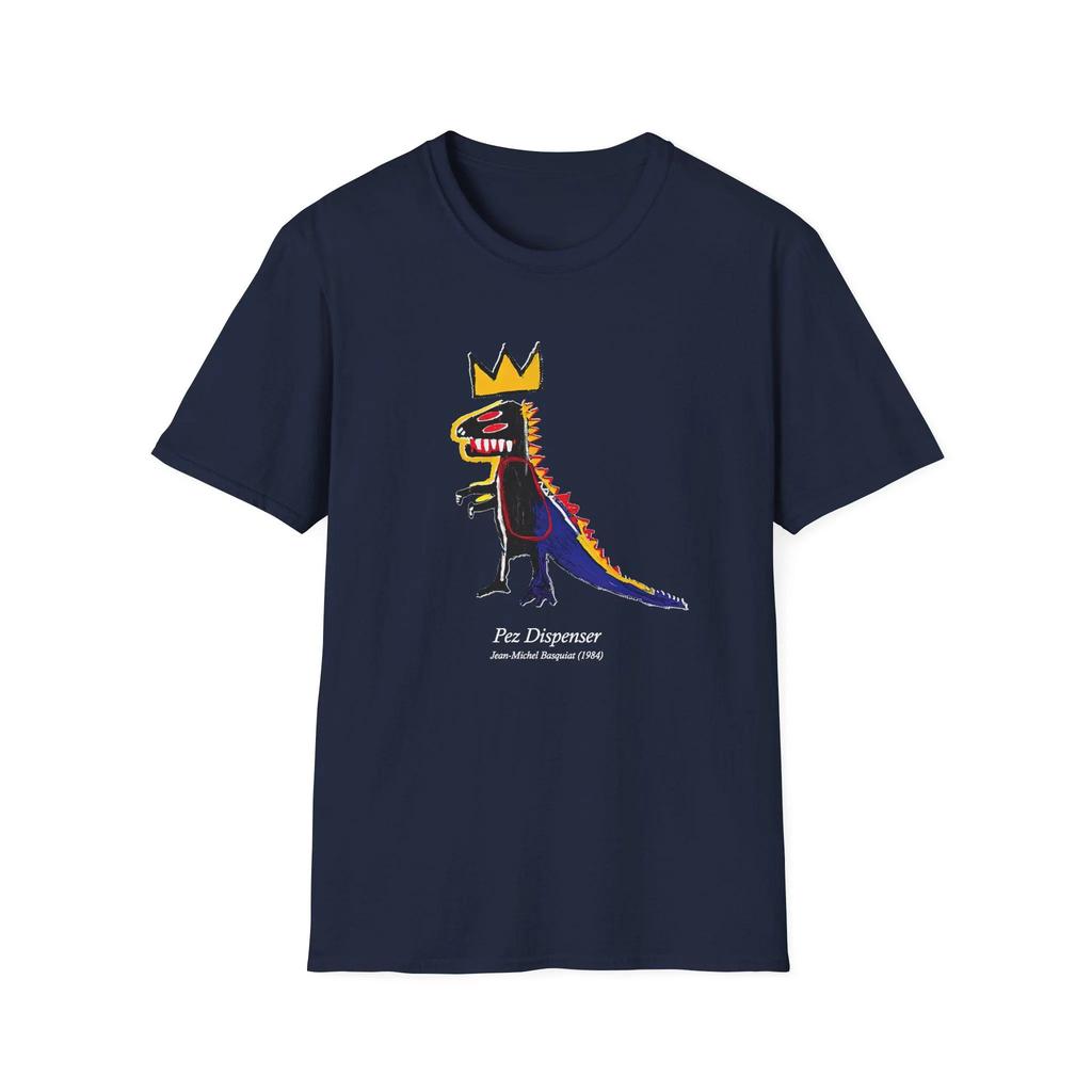 Basquiat T-Shirt Pez Spender 1984 Jean-Michel Basquiat Originalgemälde Unisex Softstyle T-Shirt Kunstliebhaber Einzigartige Dinosaurier-Grafik