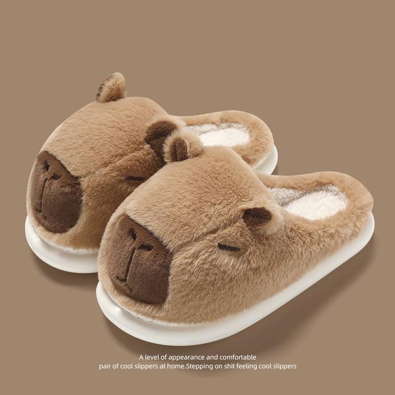 Fashion Winter Warm Cotton Slippers Women Men Platform Shoes Soft Fluffy Plush Thick Sole Slippers Couples Indoor Home Non-slip Slippers