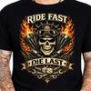 Ride Fast Die Last Skull Flaming Engine Vintage Biker Motorrad Grafik T Shirt Bild 1 Von 4 Vintage Stylish Homme