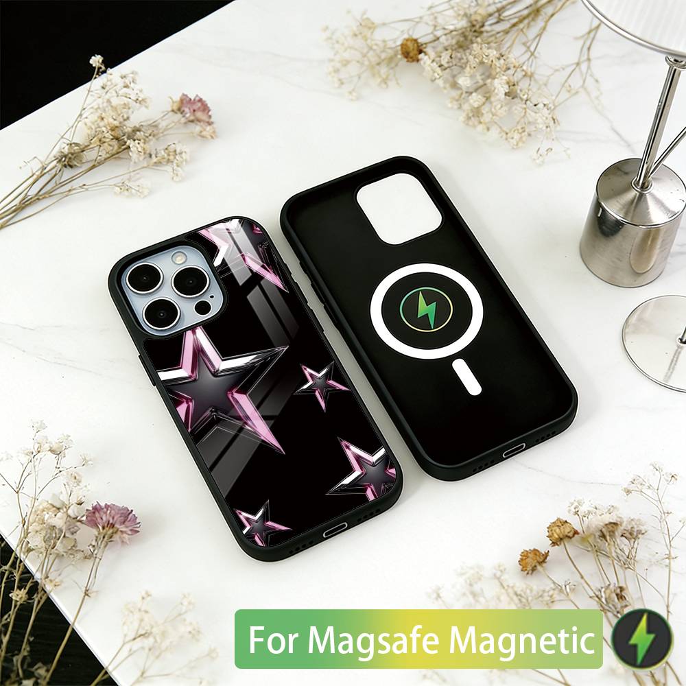 Heavy Metal Stars Series Phone Case For iPhone17,16,15,14,13,12,11 Plus,Pro Magnetic with Magsafe Wireless Charging