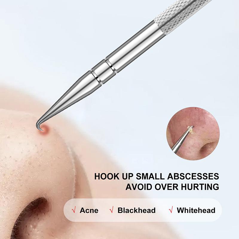 Curved Kirin Hook Acne Needle: Blackhead & Whitehead Removal Tool for Beauty Salons