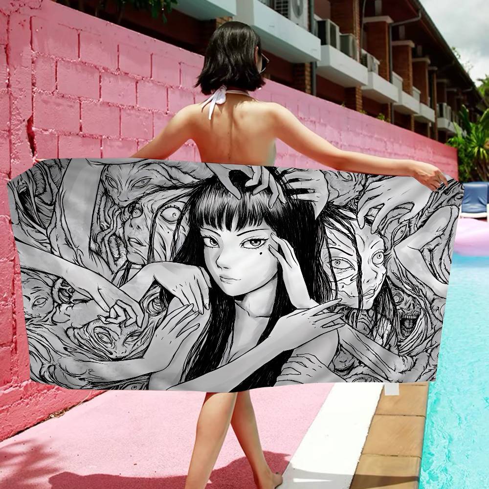 Japanese Junji Ito Tomie Microfiber Blanket Quick Drying Beach Towels Oversized Printing Super Absorbent Pool Towel Blanket
