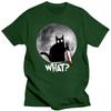 Fashion What Cat Full Moon T Shirts Men Short Sleeved Funny Halloween Black Tshirt Murderous Cat With Knife T-shirt Graphic Tee