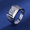 925 Sterling Silver Rings for Men Shining Crystal Adjustable Size Fashion Gifts Engagement Wedding High Quality Jewelry