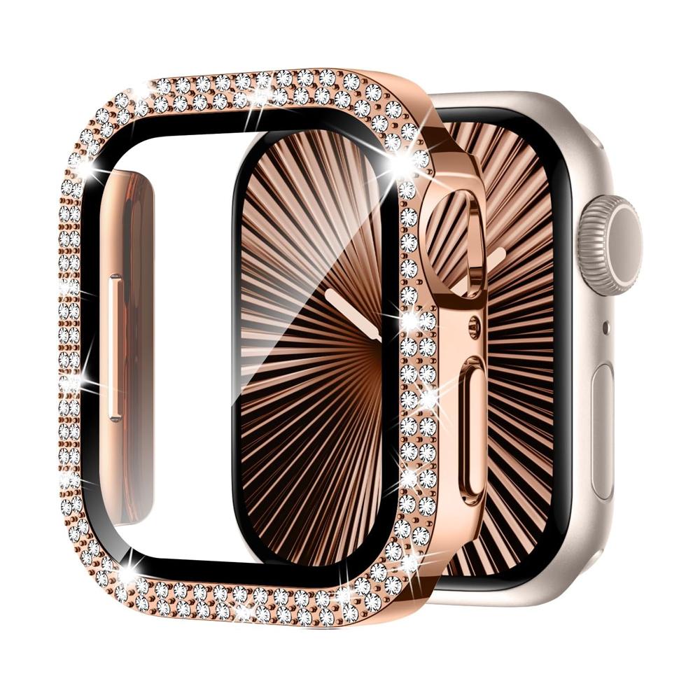 Screen Protector For Apple Watch Case 10 11 42mm 46mm 38/40/41/44/45mm Diamond Bumper Tempered Glass Series 9 7 SE 6 8 5 Cover