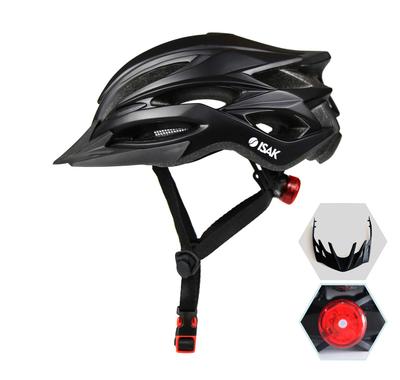 ISAK Fahrrad Polierter Sand Sport-Fahrradhelm mit LED-Sicherheitslicht und Stoß für und Verstellbare Größe Erwachsenenhelm, Sicher, Ultraleicht,