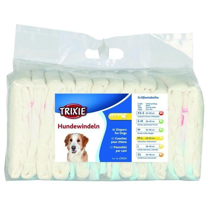 Couches pour chiens - TRIXIE - M/L - 12 pièces - Très absorbantes - Jetables