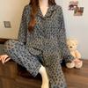 Imitation cotton ins style bow pajamas women's spring new fashion lazy long-sleeved loungewear two-piece set