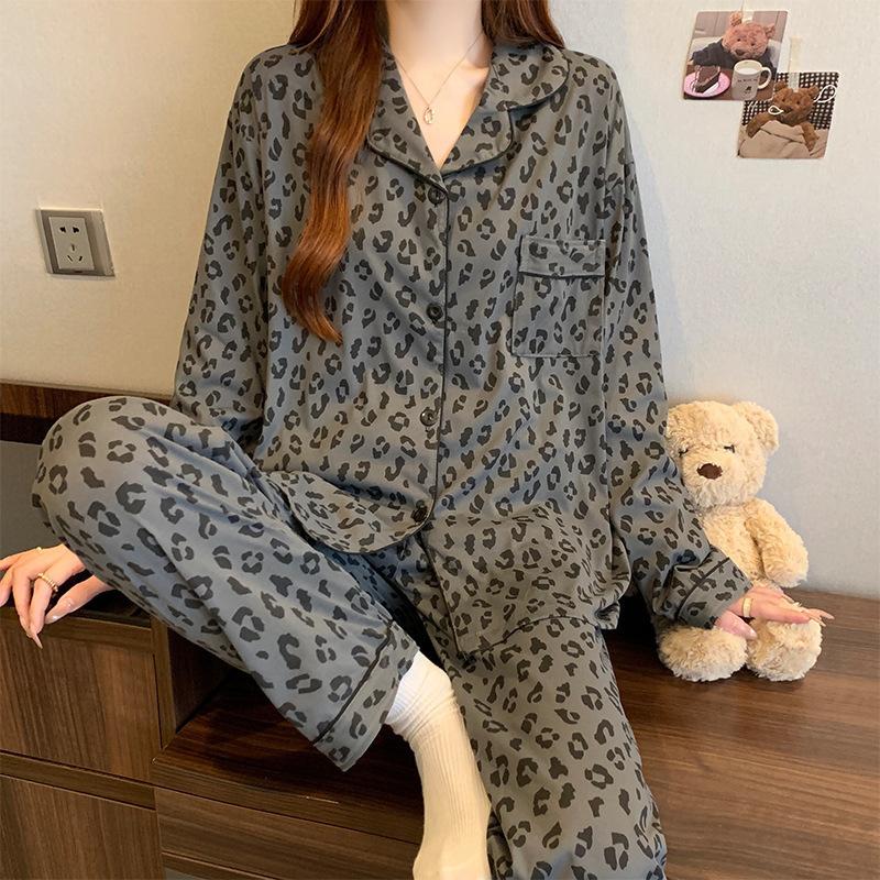 Imitation cotton ins style bow pajamas women's spring new fashion lazy long-sleeved loungewear two-piece set
