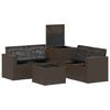 Sofa Set 6 Pieces Brown and Red Poly Rattan and Steel
