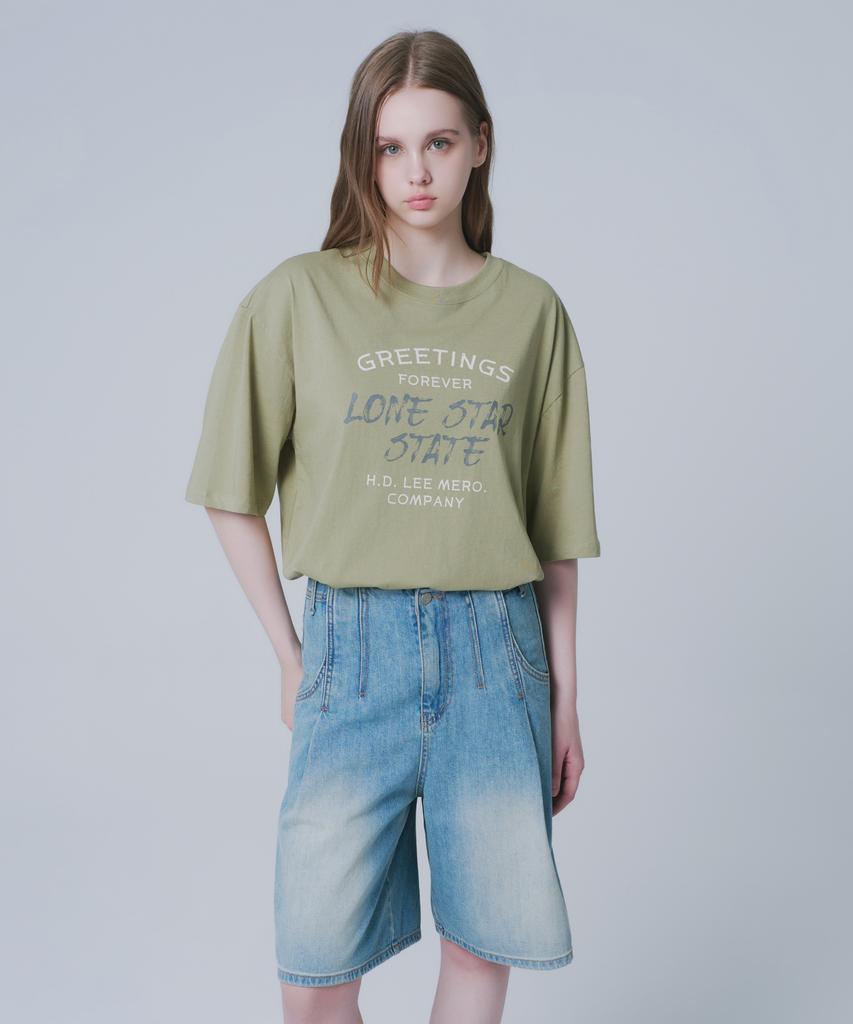 WAARFORWOMAN W1145 Cut-Out Pintuck Shorts_Medium Blue