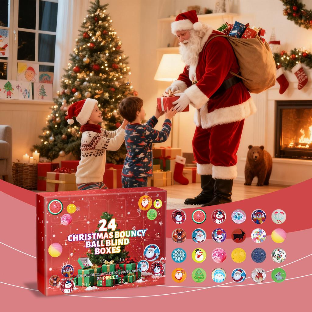 24 Christmas Bouncy Ball Blind Boxes As Holiday Gifts Are Suitable For Game Enthusiasts, Adults And Children.