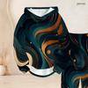 Women Plus Size Two Piece Set Hooded Long Sleeve Galaxy Printed Top Cuffed Pants