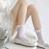 Women Booties Socks Ruffle Turn-Cuffs Summer Crew Socks Ballet Style Lace Ankle Socks Cute Bowknot Middle Tube Socks