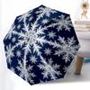 1pc Floral Clock Combination pattern Sturdy 8-Bone Auto Umbrella, Bright Umbrella, Digital Printed, Foldable Umbrella for On-the-Go Outdoor Use