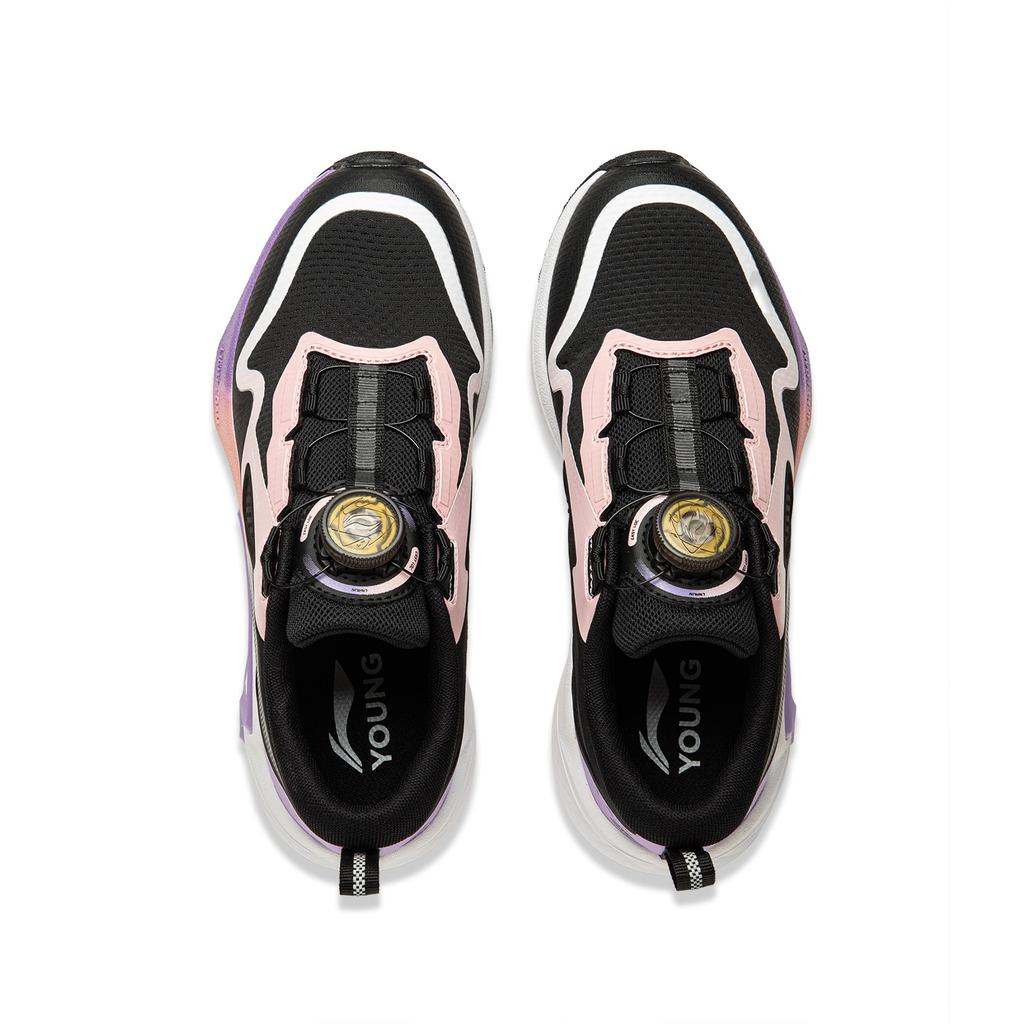 Li Ning Kids Weaving Sparrow Trendy Fashion Versatile Non-Slip Wear-Resistant Rebound Low-Top Running Shoes Kids sneaker Black YKFU084-6
