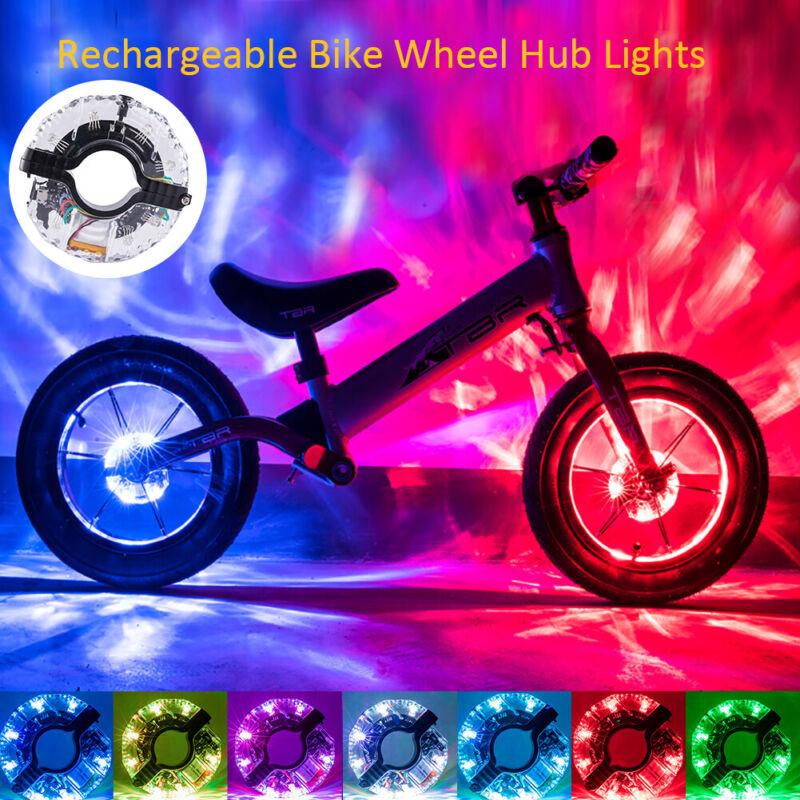 Wheel Bike Hub Lights Kit 7 Colors Usb Rechargeable Safety Waterproof Light