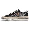 Men's Ethnic Print Espadrille Sneakers Lace-up Canvas Shoes with Woven Jute Sole for Casual Wear