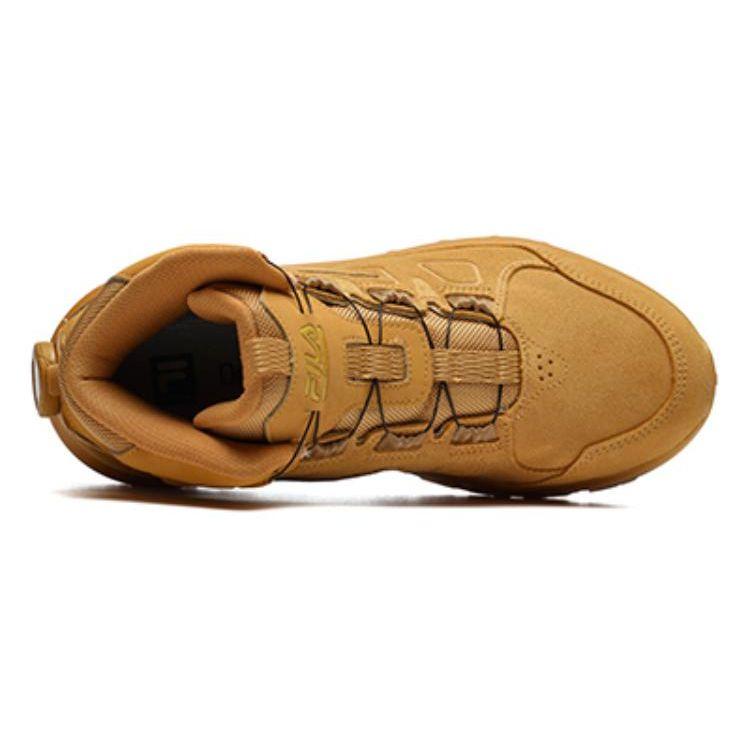 FILA Professional Comfortable Outdoor Leather Fabric High-Top Running Shoes Women sneaker Honey-Yellow A12W142210FHY