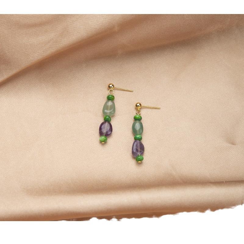 

Celebrity-Inspired Natural Stone Earrings: 925 Silver Handcrafted Beaded Design, Elegant and Unique.