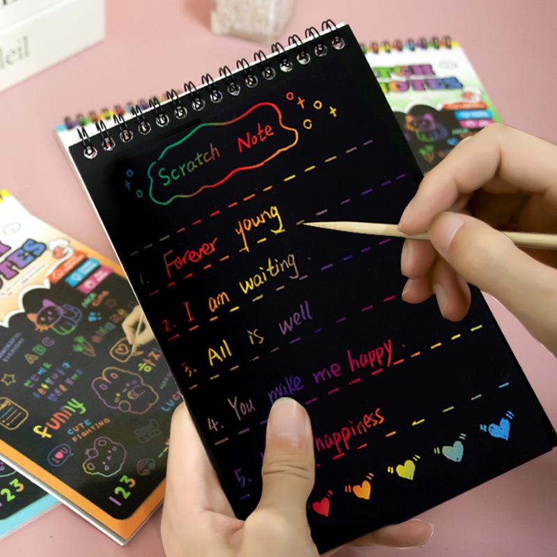 Medium Children’s Colorful Graffiti Scratch Art Book - Fun Drawing Paper for Elementary Students