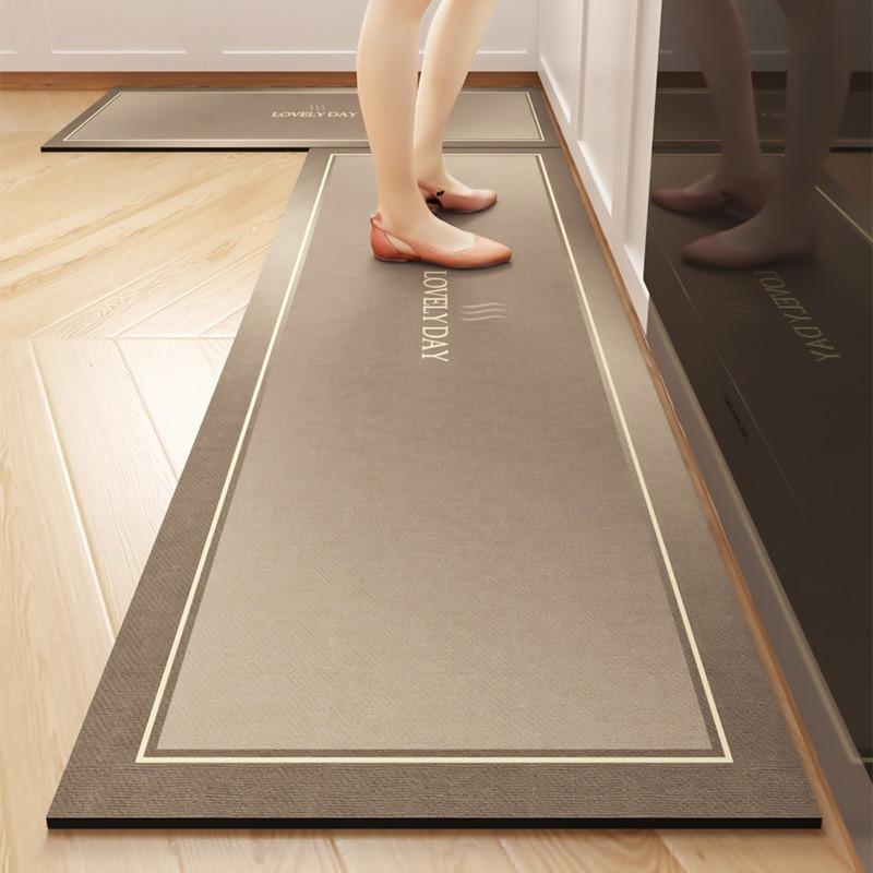 Küchenbodenmatte Rutschfest Ölbeständig Teppich PVC Leder Wasserdicht Fußmatten Langer Streifen Teppich Moderner Stil Heimdekoration Teppiche