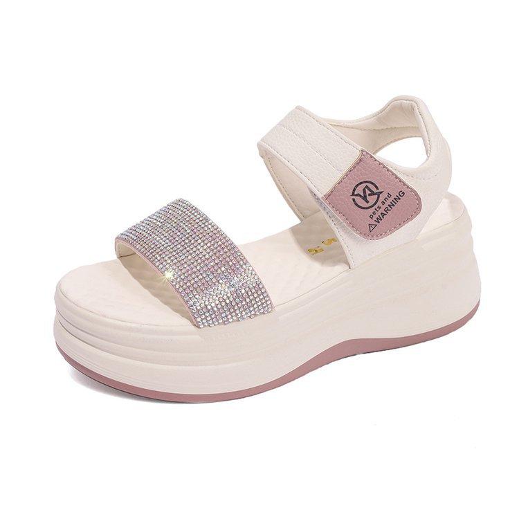 Sandale cu talpă groasă, cu înălțime interioară, pentru femei, 2025 noi, versatile și subțiri, cu talpă tip brioșă mică de 8 cm, la modă, versatile și confortabile