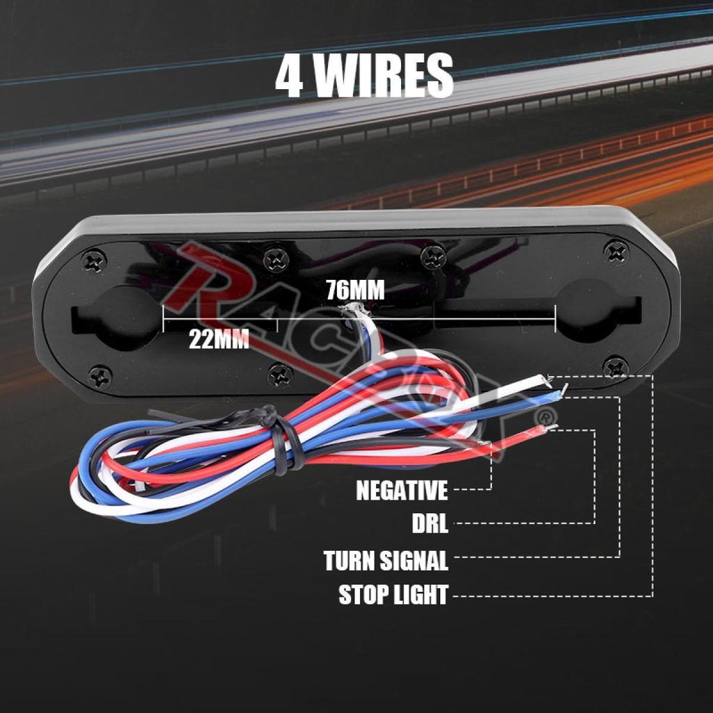 Motorcycle 3 In 1 LED Brake Tail Light DRL Sequential Turn Signal Lamp for Cafe Racer Moto ATV UTV UTE Truck Trailer RV 12V 24V