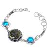Labradorite, Blue Topaz Gemstone Handmade 925 Srerling Silver Bracelet 7-8"